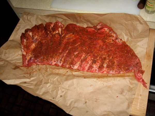 Seasoned whole spare rib slab