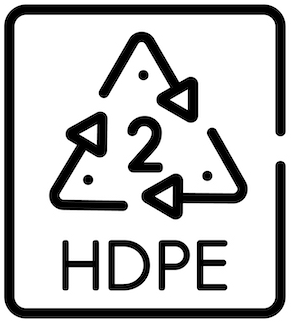 HDPE 2 marking, or symbol, found on food grade plastic containers.