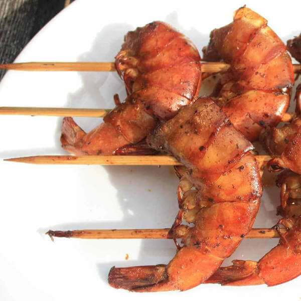 Shrimp Kabobs Using Pairs of Bamboo Skewers