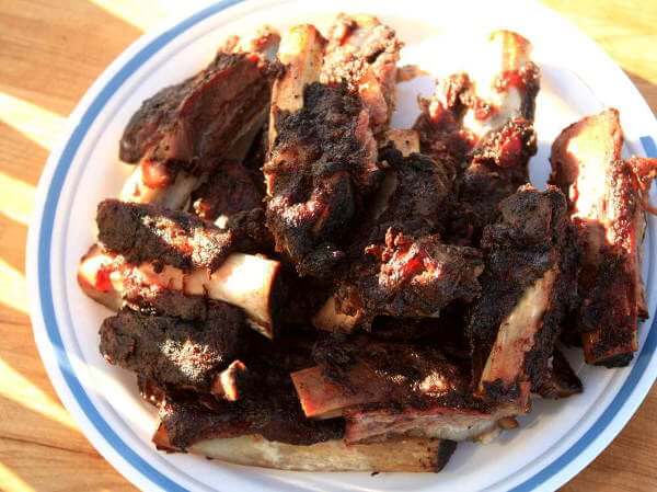 Beef Ribs Smoked With Mesquite Chips In a Char-Broil Propane Smoker Platter Full Of Smoked Beef Back Ribs, Just Before The Gang Dug In!