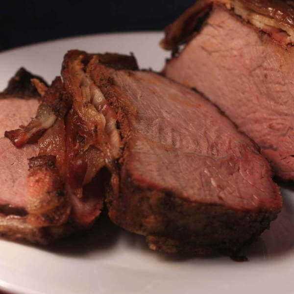 Beef Cross Rib Roast Is a Great Beef Cut For The Smoker. This One Was Made Even Better Because Of The Bacon Slice Topping.