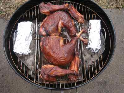 Turkey Leg Quarters and Wings On Weber Kettle Grill