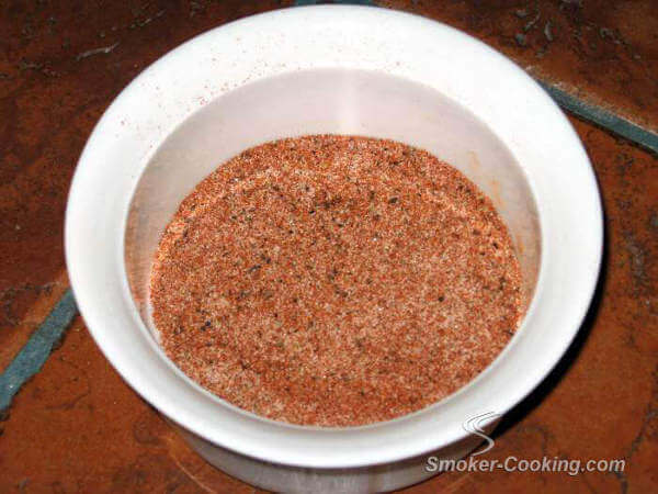 Chicken Dry Rub Mix In a White Bowl, Set Upon Kitchen Counter