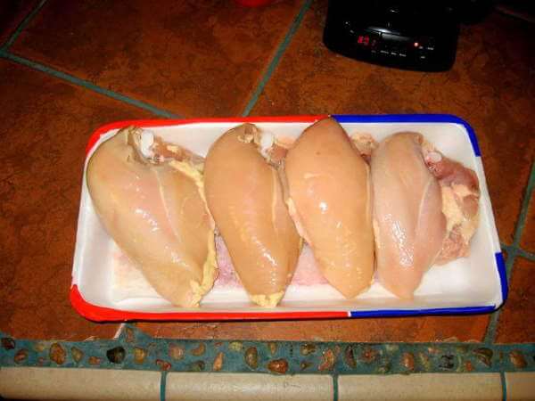 Whole Chicken Breasts, Skin On, Bone In.