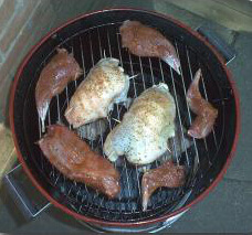 Smoking Pheasant and Rabbit In a Brinkmann Vertical Electric Water Smoker