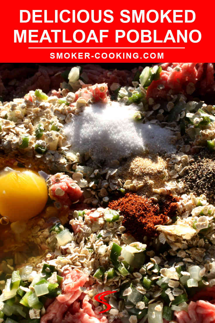 Colorful ingredients for a recipe of smoked meatloaf poblano.