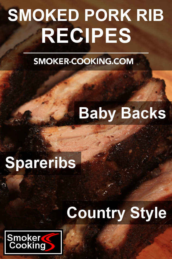 Smoked baby back ribs in a close-up view, displaying the flavorful crust and juicy interior. Pin to save