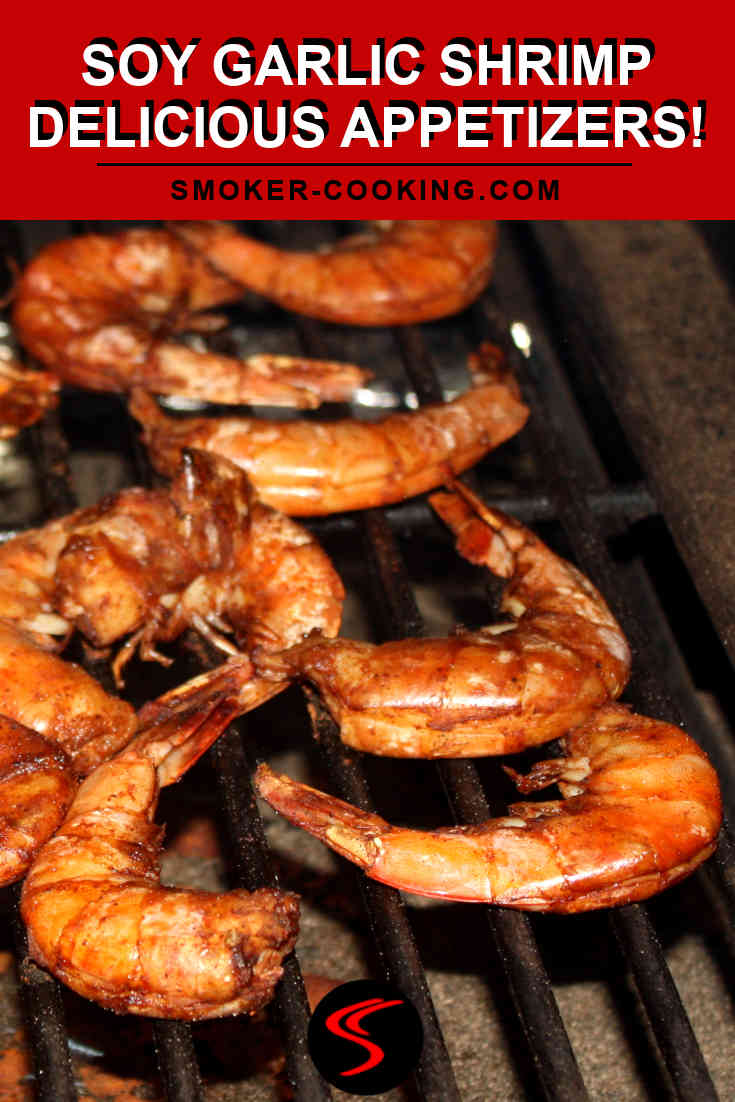 Soy garlic shrimp up close and personal! Cooking on the grate of a Traeger pellet grill.