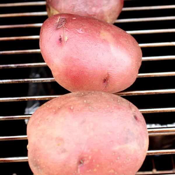 Whole Red Potatoes On Smoker Grate