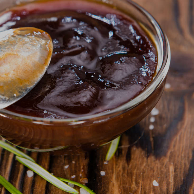 Bowl Full of BBQ Sauce Made With The Fine Flavor of Jim Beam Bourbon Whiskey