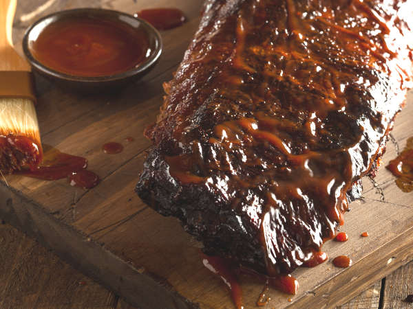 Homemade Captain Morgan Barbecue Sauce Recipe, Brushed Onto Baby Back Ribs.