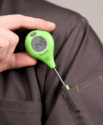 The ThermoPop Thermometer Clips Securely Into Any Shirt Pocket See How the ThermoWorks ThermoPop Clips Securely Into a Shirt Pocket?