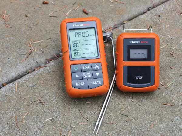 Bright Orange Thermopro Digital Meat Smoker Thermometer, Showing Its Dual Probes Brand New Thermopro TP-20 Dual Probe Meat Smoker Thermometer On Table Top
