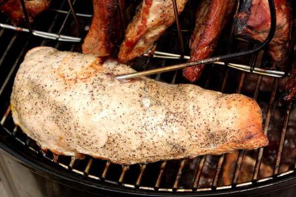 Wild Turkey Breast On Smoker With Pork Ribs